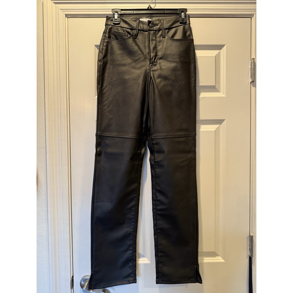 Good American Good Boy Bootcut Faux Leather Pants Black Women 2 26 holiday NYE - Picture 4 of 7